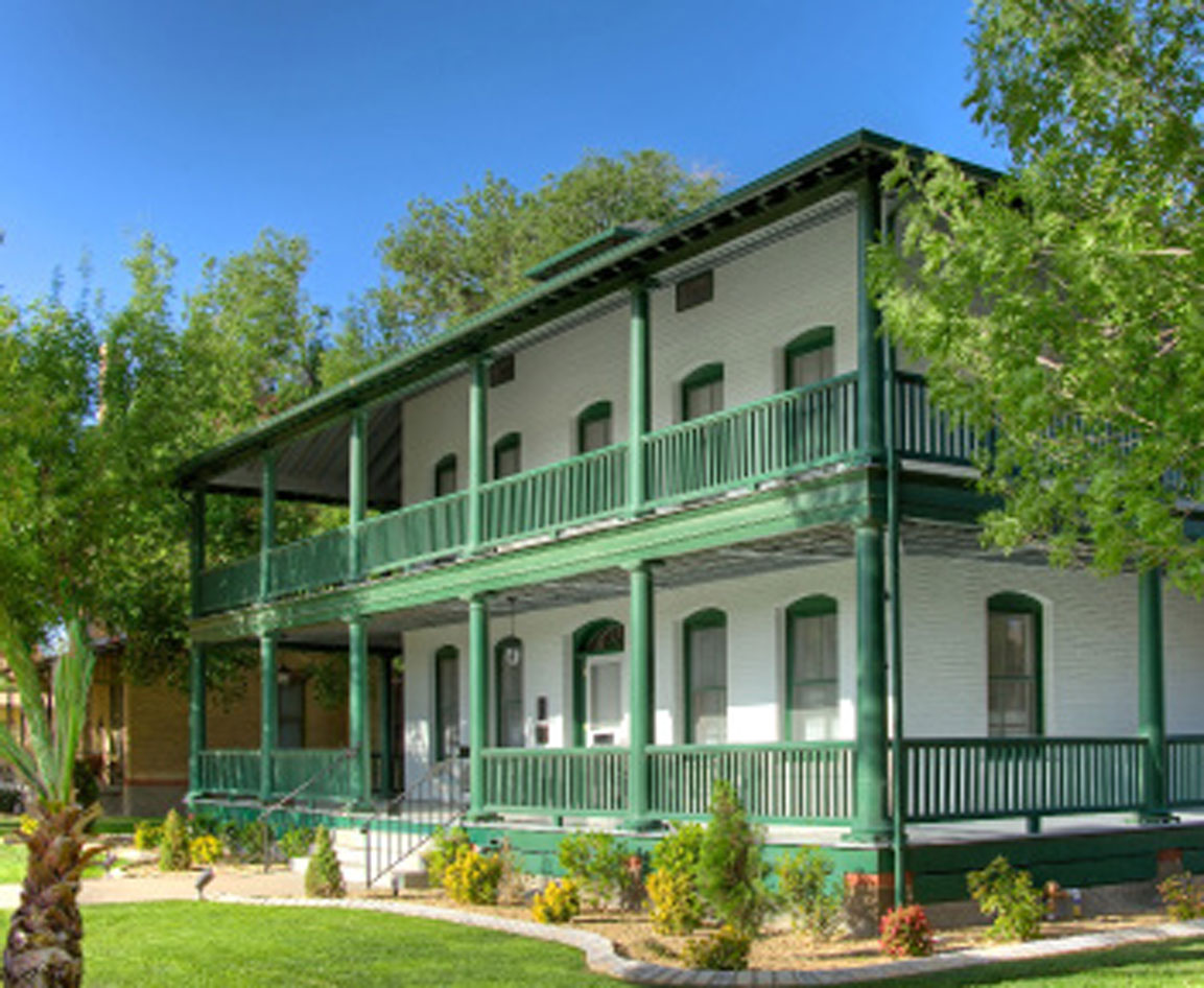 Living area of a renovated officer's quarters.