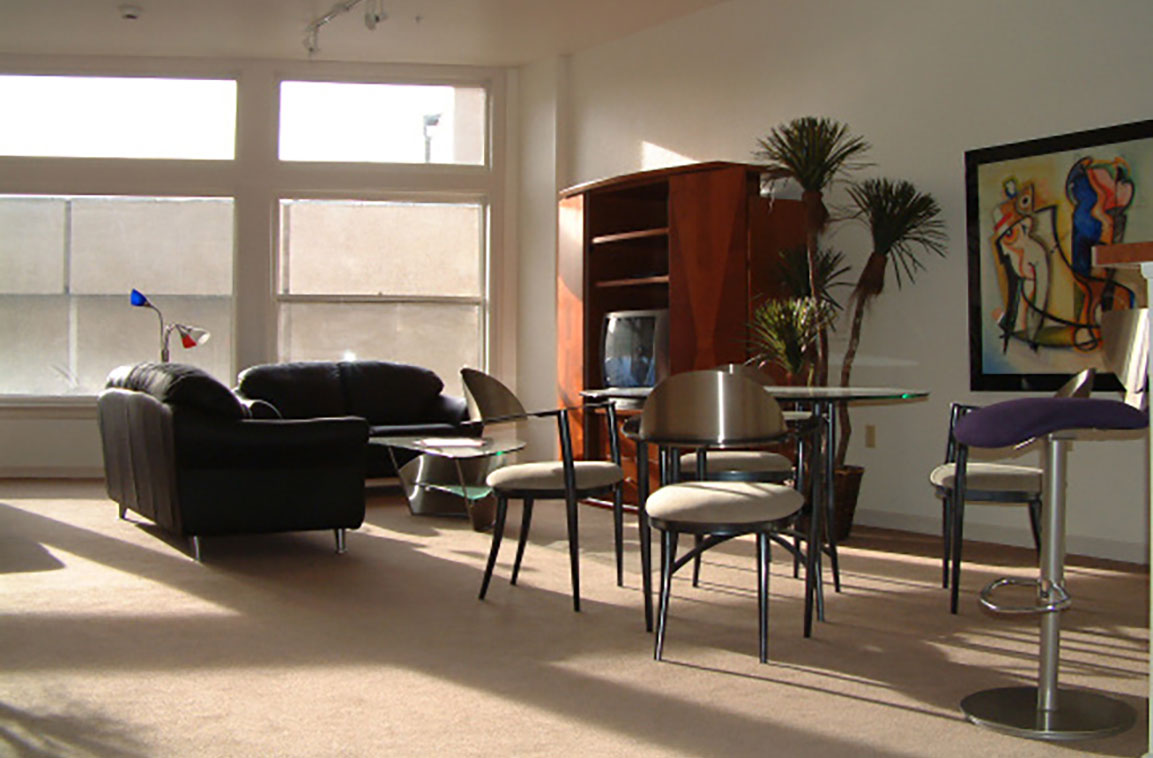 View of the commercial space on the ground floor of the lofts.