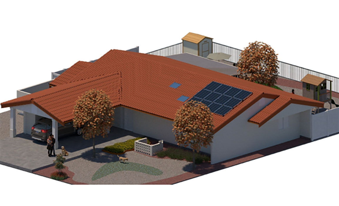 Conceptual view of renovated military housing exterior at Luke Air Force Base.