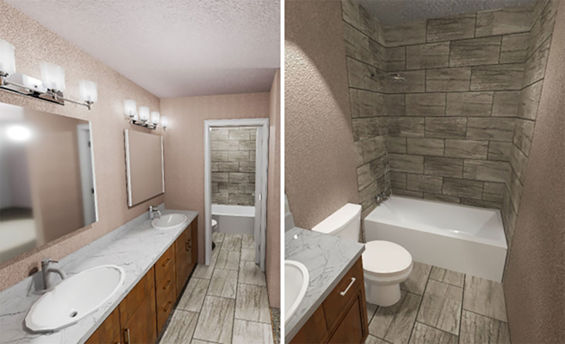 View of the housing exterior showing new privacy fencing and enhanced landscaping.