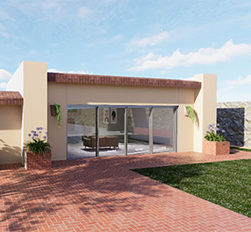 A modern detached building in a rear yard, converted into a home spa.